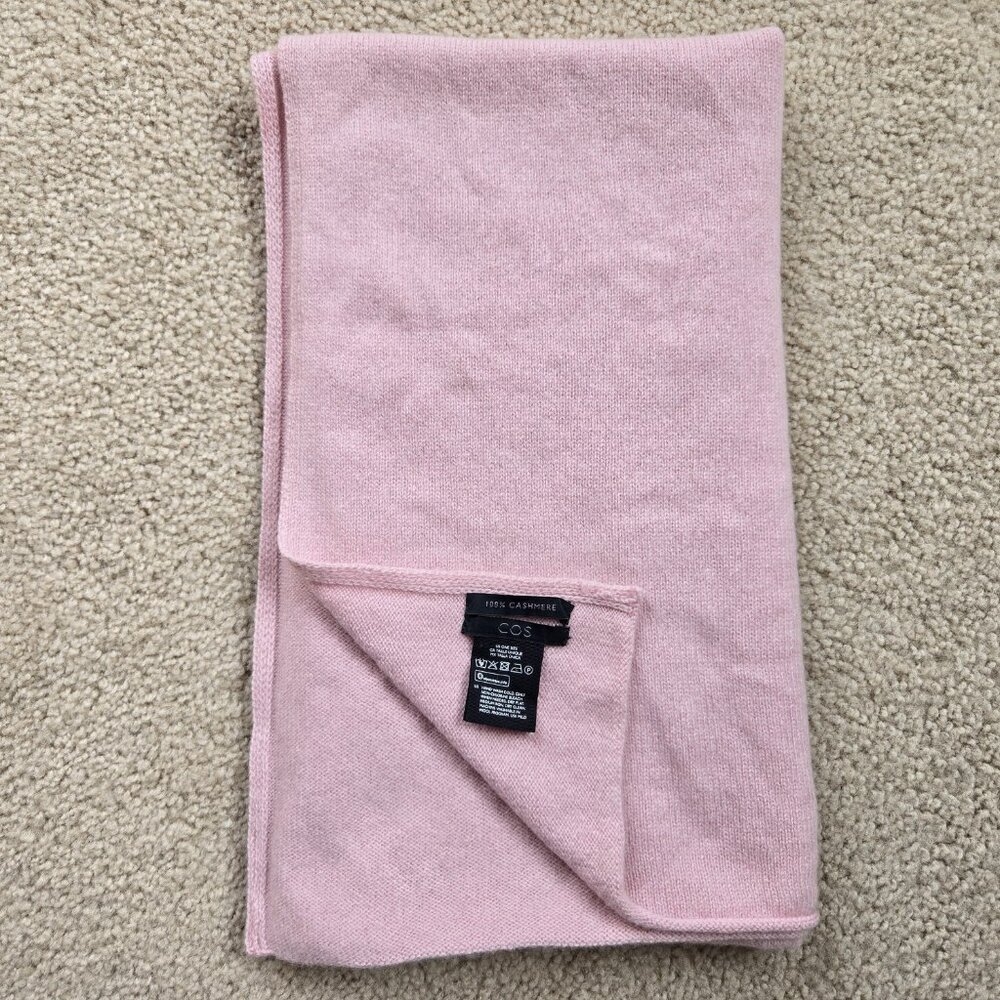COS Cashmere Scarf Pink Knit Oblong - Picture 9 of 9